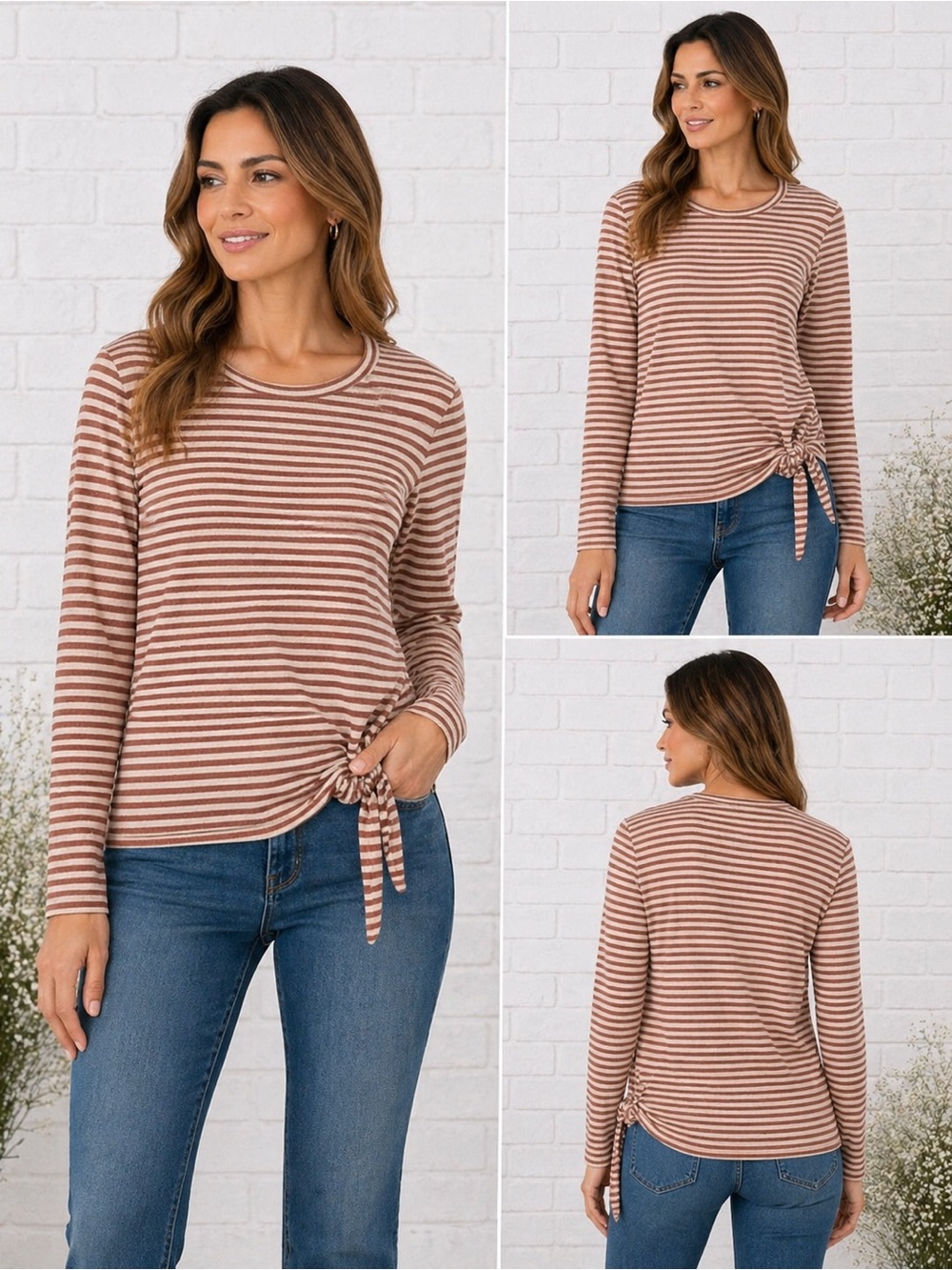 Madewell Soundcheck Side Tie Stripe Long Sleeve Tee Size L